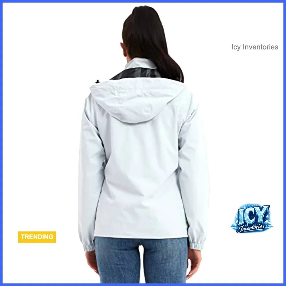 Waterproof Rain Jacket Lightweight Hooded Windbreaker Polyester